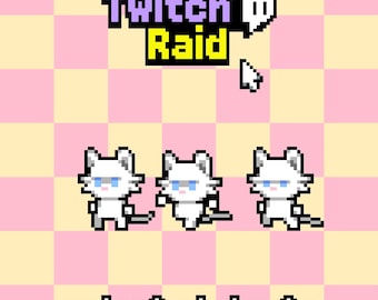 3x Weiße Katze Raid Alarme | Animierte Pixel Katzen Nachrichten | Kawaii Gemütliches Alarm Overlay Bündel | 3x Alarme