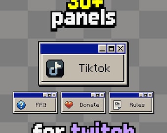 30+ Pixel Art Panels - Twitch Panels for Streamers - 8bit Retro desktop UI Panels, 98 themed