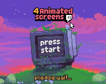 4x Animated Stream Scenens Twitch, YouTube ~ Pixel Art Animation, Sunset, Sky ~ Starting, Ending, Brb, Offline ~ Sunset theme