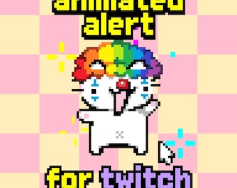 Süßer Clown Katzen Alarm, Glückliche Katze meme, Pixel Art Katze, Weißer Katzen Alarm, transparentes GIF, Youtube, OBS, Twitch