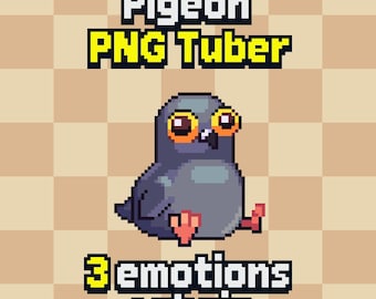 Animierte Pixel Taube PNGTuber Model: Portaiatar (Veadotube Mini) 3 Emotionen + 1 Zubehör