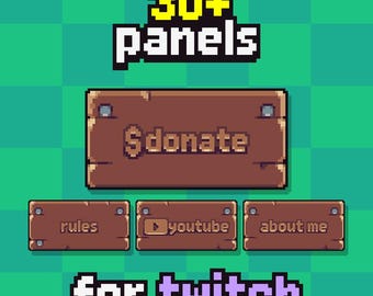 30+ Pixel Art Panels - Twitch Panels for Streamers - 8bit Wooden Panels, Medieval themed