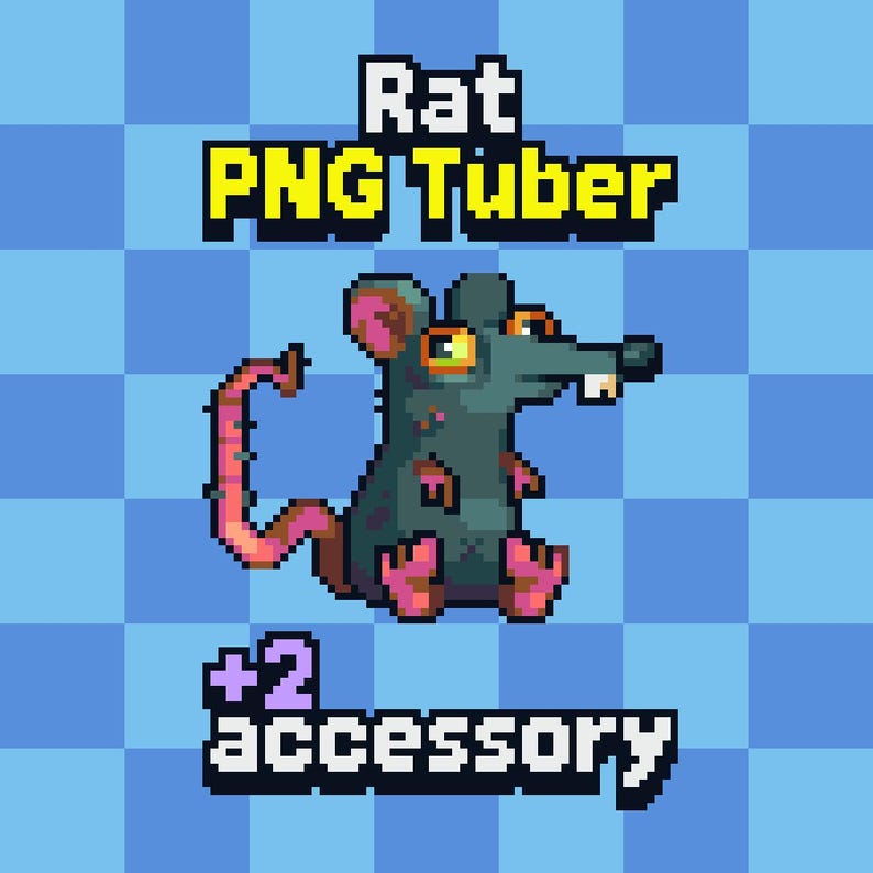 Pixelated Rqt Animated Pixel Rat Pngtuber Model: Streaming Avatar (veadotube Mini ...