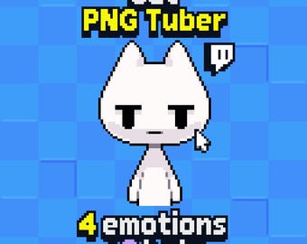 Animierte Pixel Katze PNGTuber Model: Streamen Karat (Veadotube Mini) + 2 Accessoires - y2k Katze