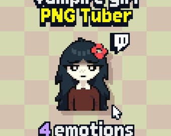 Animierter Pixelvampir PNGTuber Model: Karaoke Karaoke, Goth Mädchen, Vampir Mädchen