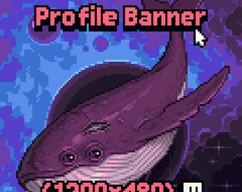 Pixel Art Twitch Banner: Space Whale Streamer Profil (PNG Download)