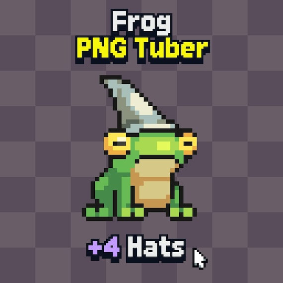 PNGTuber - Frog | Cute | Kawaii | Twitch | Wizard frog | Veadotube Mini | 4 hats | Ready to Use and Download for OBS Streamlabs
