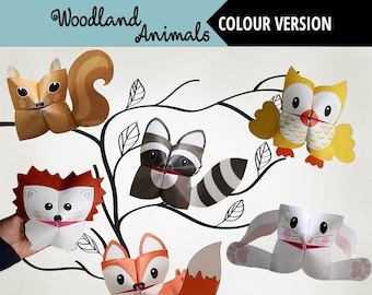 Set of 6 PRINTABLE WOODLAND Animals Cootie Catchers | PDF download | Woodland animals, forest animals, party favor, simple play, kids crafts