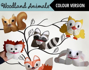 Set of 6 PRINTABLE WOODLAND Animals Cootie Catchers | PDF download | Woodland animals, forest animals, party favor, simple play, kids crafts