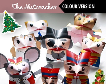 Set of 8 PRINTABLE NUTCRACKER Cootie Catchers | PDF download | Nutcracker characters, Christmas craft, Christmas party favor, kids craft