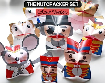 Set of 8 PRINTABLE NUTCRACKER Cootie Catchers | PDF download | Nutcracker characters, Christmas craft, Christmas party favor, kids craft