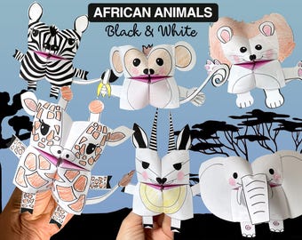 Color-In African Animal Cootie Fänger | Printable Wahrsager (PDF)