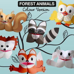 Set von 6 DRUCKBARE WOODLAND Tiere Fänger | PDF-Download | Waldtiere, Waldtiere, Gastgeschenk, einfaches Spiel, Kinderhandwerk
