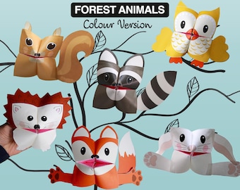 Set of 6 PRINTABLE WOODLAND Animals Cootie Catchers | PDF download | Woodland animals, forest animals, party favor, simple play, kids crafts