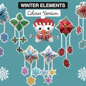 SNOWFLAKES Cootie Catchers | PDF download | Winter Nature Elements, winter birthday party favor, kids craft, winter school activity