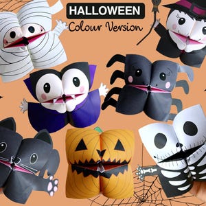 Set of 7 PRINTABLE HALLOWEEN Cootie Catchers | PDF download | Halloween party favor, kids craft, Halloween craft activity, fortune teller