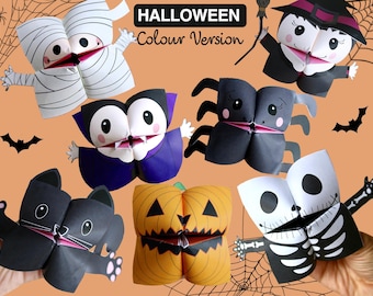 Set of 7 PRINTABLE HALLOWEEN Cootie Catchers | PDF download | Halloween party favor, kids craft, Halloween craft activity, fortune teller