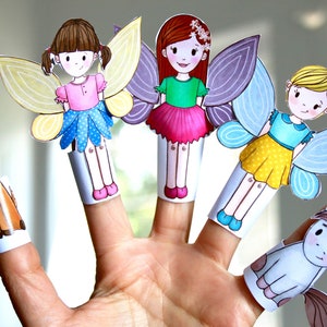 Set of 6 PRINTABLE Forest Creatures Finger Puppets PDF download Woodland animals, fairy puppets, paper play, paper dolls, party favor image 9