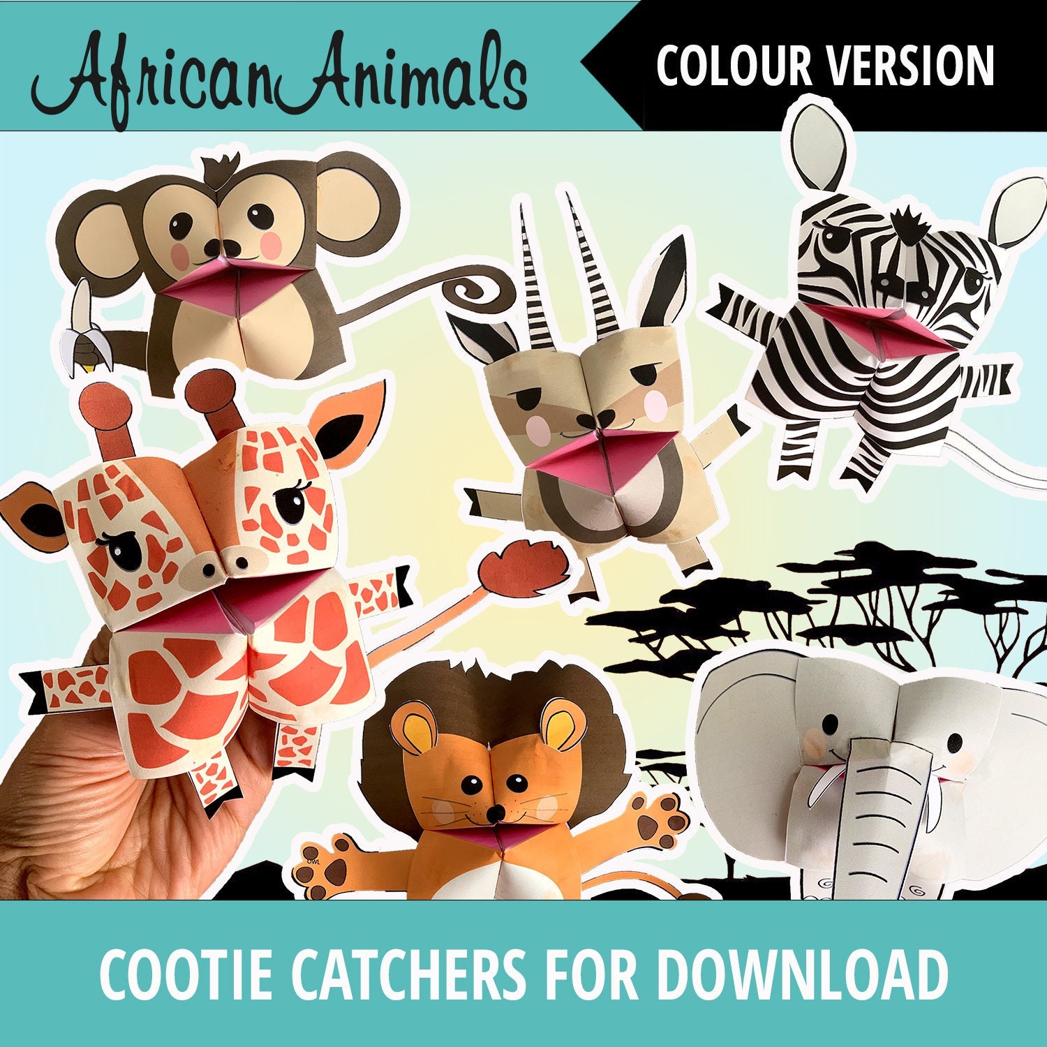 PRINTABLE AFRICAN Animals Cootie Catchers PDF Download - Etsy