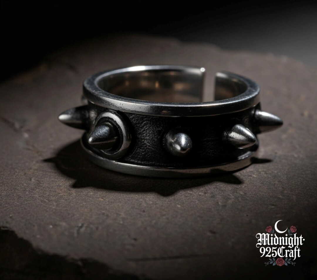 Silver Rings Punk Handmade Sterling Silver 925 Spiky Open Ring, Gothic Punk Thorn Band ...