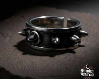 Handmade Sterling Silver 925 Spiky Open Ring, Gothic Punk Thorn Band, Viking Medieval Armor Jewelry, Alternative Statement Ring Gift for him
