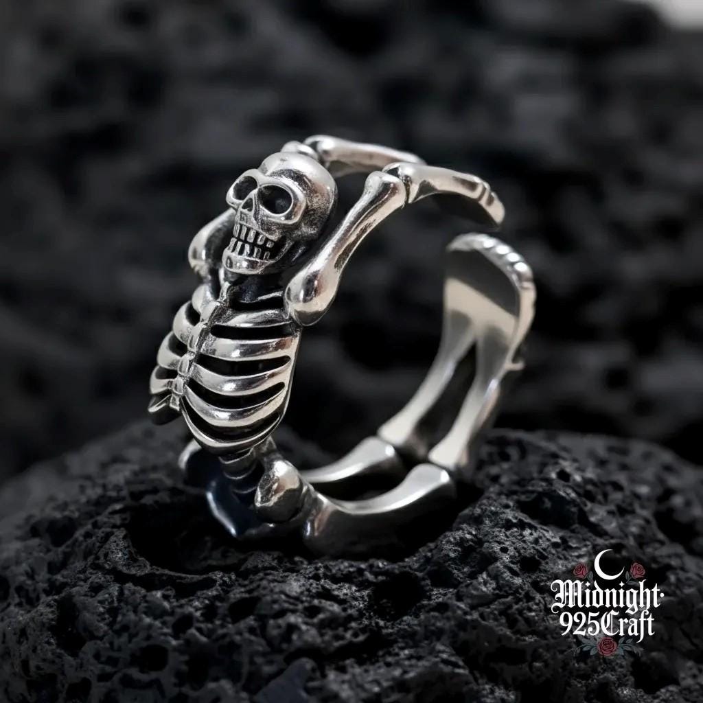 Bague Homme Gothique Crâne Et Griffes – Acier Inoxydable Argenté, Taille 66