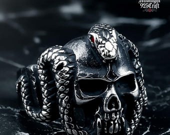 Snake & Skull Ring | Black or Gold Stainless Steel Options