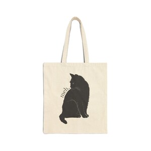Black Cat &#39;Meh..&#39; Cotton Canvas Tote Bag | Eco-friendly Shopping Bag, Gift for Cat Lovers, Everyday Use, Funny Animal Tote