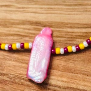 Red Yellow and White Beaded Necklace