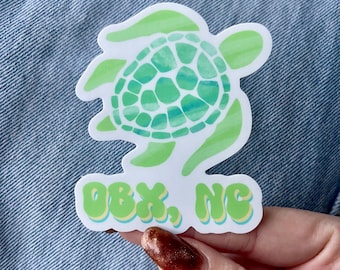 OBX Outer Banks of NC Sea Turtle North Carolina Vinyl Sticker voor laptops, auto's, flessen water, telefoons, autosticker: