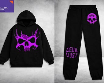 Purple Skull Devil Dust Black unisex trainingspakken - joggingbroek met capuchon