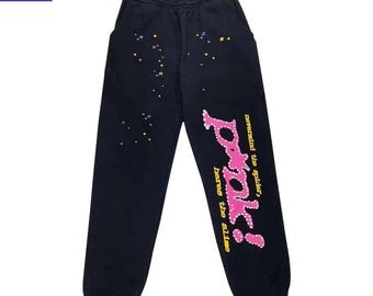 Casual spinroze grafische zwarte joggingbroek - relaxte joggingbroek