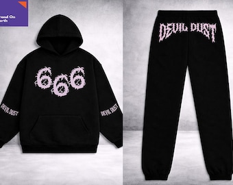Unisex Devil Dust 666-pullover zwarte trainingspakken - joggingbroek met capuchon