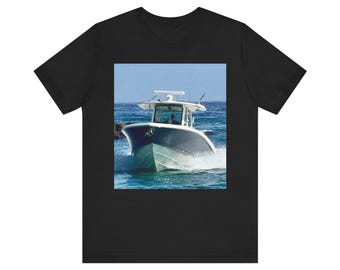 オフショアパワーボートシャツ - オーシャンスピードボートTシャツ、フロリダボートライフTシャツ、海釣りギフト、沿岸ブラックボートグラフィックTシャツ