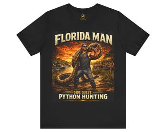 Camiseta de caza de pitones de Florida, camiseta divertida con meme de Florida, camiseta gráfica de cazador de caimanes de los Everglades, regalo de Florida para hombres, camiseta gráfica negra
