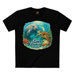 Love Florida Wildlife Shirt, Manatee and Sea Turtle Tee, Florida Coastal Graphic T-Shirt, Premium AS Colour 5001 Nature Gift