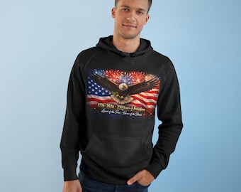 USA 250th Anniversary Hoodie - Patriotic Eagle & Flag Design, Premium Black Hoodie, Independence Day Gift