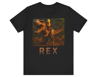 Epic T-Rex Rider Graphic Tee – Toy Block Dinosaur Art Shirt