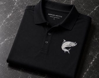 Premium geborduurde Atlantic Tarpon-polo Mercer+Mettle luxe kustgolfshirt