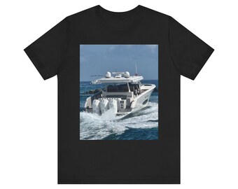 トリプルアウトボードボートシャツ - オフショアパワーグラフィックTシャツ、ブラックノーティカルTシャツ、フィッシングボートフォトシャツ、オーシャンスピードボートギフト