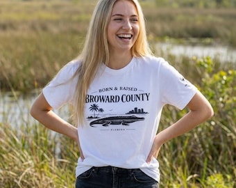 Broward County geboren & aufgewachsen Shirt, Südflorida Küsten T-Shirt, 954 Florida Lokales Shirt, Fort Lauderdale Strand T-Shirt, minimalistisches weißes T-Shirt