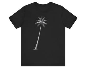 Minimal Palm Tree Shirt - Modern Tropical Graphic Tee, Florida Aesthetic T Shirt, Coastal Streetwear Gift, Black Unisex Travel Tee
