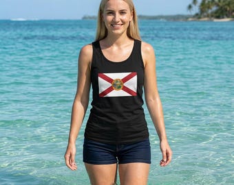 Premium Florida Flag Tank Top | Florida State Flag Tank | Coastal Beach Tank | Black Cotton Heritage MC1790 Tank | Florida Beachwear