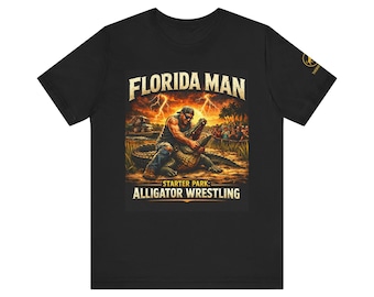 Camiseta de lucha libre de caimanes de Florida Man, camiseta divertida con meme de Florida, camiseta gráfica de luchador de caimanes, camiseta con humor de los pantanos de los Everglades