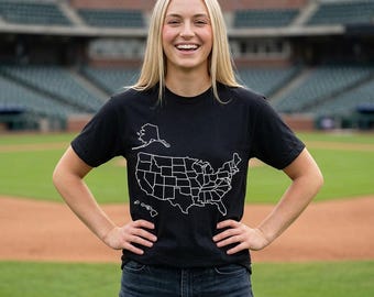 USA States Map Shirt, Comfort Colors 1717, 50 States Outline T Shirt, United States Map Tee, American Heritage Shirt, Patriotic USA Apparel