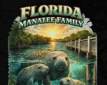 Camiseta de la familia de los manatíes de Florida, camiseta premium de fauna costera, camiseta con estampado de manatíes, camiseta de la naturaleza de Florida, color AS 5001