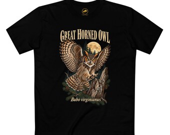 Great Horned Owl Shirt, Moonlit Woodland Raptor Tee