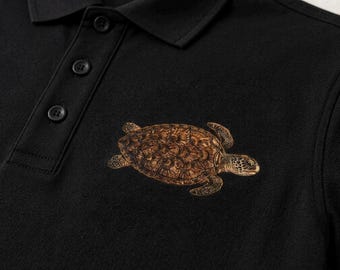 Premium geborduurd poloshirt onechte zeeschildpad | Luxe kustgolfpolo Florida Ocean Lifestyle-shirt Mercer+Mettle Performance-polo
