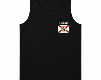 Premium Florida Flag Embroidered Tank Top | Florida Beach Tank | Coastal Florida Apparel | Sunshine State Vacation Shirt | Summer Tank