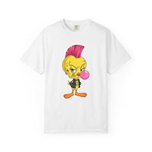 Bad Tweety Graphic Tee  Punk Style Cartoon Bird Shirt, Y2K Attitude Aesthetic T-Shirt